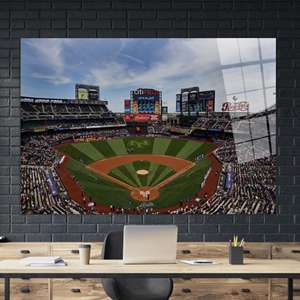 Impression sur toile d'un élégant terrain de football - Scène de stade, ART EN VERRE TREMPÉ - Product Image 1