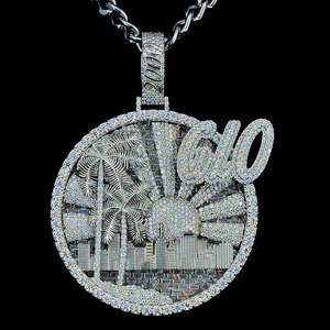 Pendentif Hip Hop avec VVS Moissanite Diamant Coupe Ronde Ice Out Lettre Bijoux Pendentif Pour Hommes Argent Sterling 925 - Product Image 1