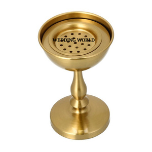 Quemador Bakhoor de Metal de forma redonda, soporte de incienso hecho a mano de calidad Superior, Metal de lujo pulido brillante Mubkhar - Product Image 5