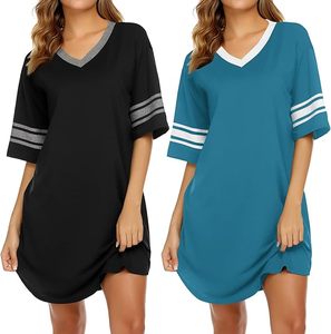 Femmes été automne hiver nouveau vêtements de nuit chemise de nuit genou longueur à manches courtes dessin animé pyjamas 3XL 100% Polyester tricoté - Product Image 2