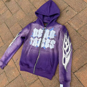 Unisex Heavyweight Cotton Fleece <b>Hoodie</b> <b>Men's</b> Acid Wash Flared Sweatpants Streetwear for Autumn Plus Size USA Size Hooded - Product Image 3