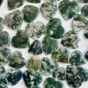 AAA Grade Natural Moss Agate Hearts Gemstone Beautiful Green Cabochon Cut InfinityStones Rajasthan for Wholesale Loose Gemstones - Product Image 1
