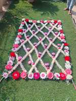 Chadar de Mariage Jasmine avec Bordure Florale Complète, Canopée Phoolon Ki Chaddar pour Mariage Indien/Punjabi/Pakistanais/Nikah