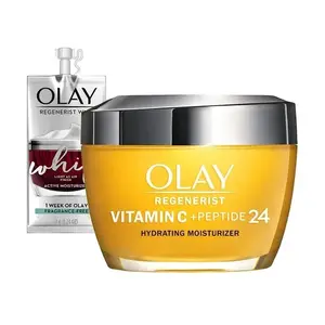 Olay Regenerista Vitamina C + Peptídeo 24 hidratante facial iluminador para uma pele mais brilhante, creme anti-idade para manchas escuras, 1,7 onças