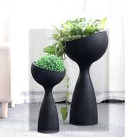 Grand pot à fleurs en ciment de forme irrégulière, noir et blanc, pour intérieur et extérieur, écologique, décoratif