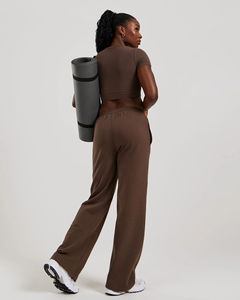 Pantalon de survêtement à jambes larges pour femmes sur mesure 100% coton Matériau respirant Cordon de serrage Impression de logo sur mesure Service OEM - Product Image 6