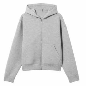 Sweat à capuche zippé pour hommes 100% coton surdimensionné haut en polaire court uni 500/400gsm poids lourd pour l'hiver - Product Image 5