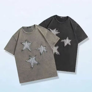 Venta al por mayor de los hombres ácido lavado camiseta Streetwear Hip Hop piedra 100% algodón camisetas con logotipo personalizar de gran tamaño Vintage camiseta - Product Image 5