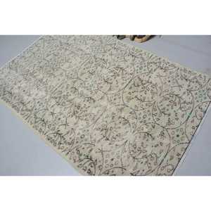 Tapis vintage 4,1x6,3 pi (124x192 cm), tapis oriental turc vert - Product Image 4