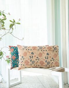 Hand Block Linen Pillow Cover Beige Printed Cotton Pillow Cover With Zipper Closer Home Decor Pillow Case - Product Image 2