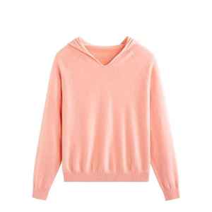 Sweat-shirt en tricot à capuche décontracté personnalisé pour femmes 100% Wool All-Match Pullover Hoodie - Product Image 5