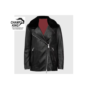 Chaqueta de Cuero Genuino para Mujer, Formal, de Alta Calidad, Ecológica, Invernal, con Botones y Cierre de Cremallera, Estilo Vintage - Product Image 1