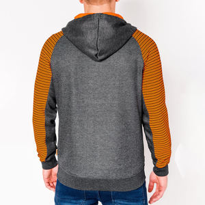 Premium Quality <b>Orange</b> Grey Zipper <b>Hoodie</b> Soft Cotton Fleece Fabric Stylish Design Embroidered Customizable Features for Men - Product Image 2
