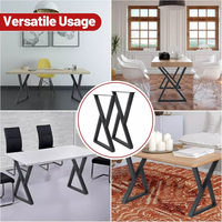 Ensemble de 2 pieds de table en métal de style industriel personnalisables, simples, en forme de X, pour meubles en kit