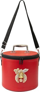 Estuche para Sombrero/Boina Masónica Shriner, Cuero Rojo, Bordado a Mano con Pedrería y Hilo Metálico, Caja de Almacenamiento - Product Image 2