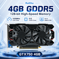 Carte graphique de bureau neuve RuiChu GTX 750 4 Go GDDR5 128 bits pour jeux 4K, double ventilateur, PCI Express 3.0 X16 DirectX 12