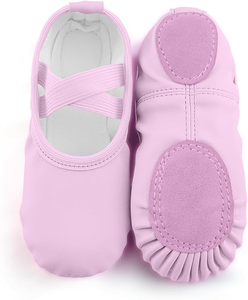 Zapatos de Ballet transpirables para niñas, zapatillas de bailarina para niños pequeños, forro de cuero genuino, Material de cuero PU - Product Image 4