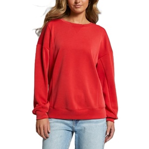 Surdimensionné 100% coton femmes polaire respirant sweat haute qualité Streetwear décontracté manches longues doublure col rond hiver fait - Product Image 1