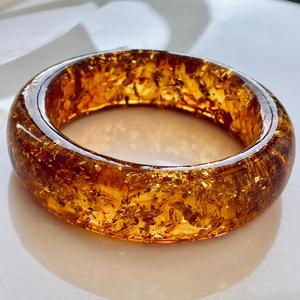 Bracelet en ambre naturel, ambre cognac; Bracelet en ambre doré, forme ronde, lisse et poli, naturel - Product Image 5