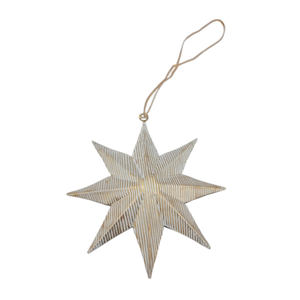 Ornement étoile suspendu en fer gaufré décoration murale couleur blanc et or petite taille fait à la main personnalisé en vrac - Product Image 3