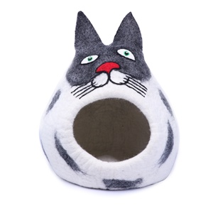 100% écologique Premium laine chat grotte XL motif rayé solide intérieur maison pour animaux de compagnie lavable lit de refroidissement pour petits animaux oiseaux - Product Image 6