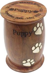 Pet <b>Urn</b> <b>for</b> <b>Dog</b> Cat <b>Ashes</b> with Brass Inlay Paws Wooden Personalized Funeral Cremation <b>Urn</b> Pet Memorial Keepsake <b>Urn</b> - Product Image 4