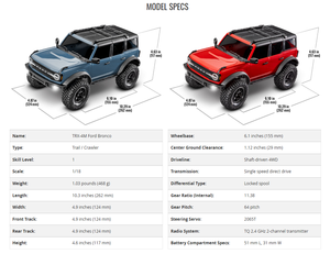 Coche Teledirigido Todoterreno 4WD RC Crawler RTR 1/18 TRX-4M <span class=keywords><strong>Ford</strong></span> <span class=keywords><strong>Bronco</strong></span> con Chasis de Acero, Motor 180, Batería LiPo 2S, 60 Minutos de Autonomía, Alcance de 50m y Luces LED - Product Image 5
