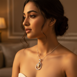 สร้อยคอจี้รูปดอกกุหลาบทองคำสีเทอร์ควอยซ์สำหรับผู้หญิง-ของขวัญจากศิลปะพระราชวัง - Product Image 3