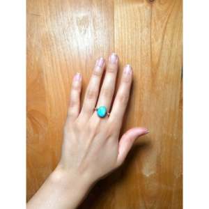 Navajo Made Golden Hill Turquoise Sterling <b>Silver</b> <b>Ring</b> Size 8 Gemstone <b>Rings</b> for Everyday Wear Oval Cut Natural Stone Setting - Product Image 5