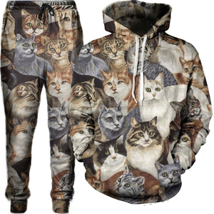 ชุดวอร์มลำลองสำหรับผู้ชาย พิมพ์ลายทั้งตัว แบบ unisex สำหรับเล่นกีฬา ฤดูหนาว แห้งเร็ว น้ำหนักเบา ความยาวระดับเข่า สำหรับผู้ใหญ่ ไซส์พลัส - Product Image 1