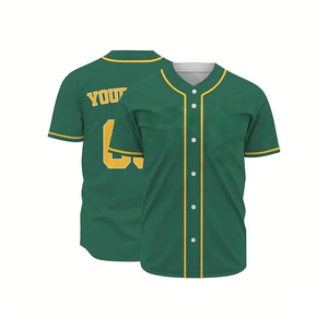 เสื้อกีฬาเบสบอลตาข่ายโพลีเอสเตอร์/ ซอฟต์บอลผ้าโพลีเอสเตอร์แบบระเหิดเสื้อคอวีแบบแห้งเร็วระบายอากาศได้ดีมี2ปุ่มว่างโลโก้ออกแบบได้ตามต้องการ - Product Image 1