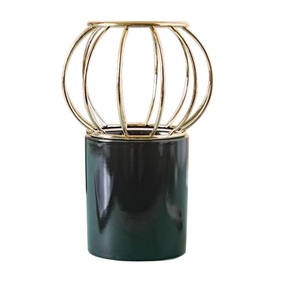 Jarrón de flores de diseño personalizado más vendido, centros de mesa de boda, jarrones de flores de Metal, maceta de acabado de cobre - Product Image 2