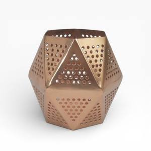 Portavelas Votivo de Metal de Cobre Geométrico con Forma Facetada y Diseño Perforado para Decoración Moderna - Product Image 1
