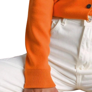 <b>Women's</b> Plus Size <b>Orange</b> Button Front Viscose <b>Cardigan</b> Long Sleeve Knit Sweater Crew Neck for Casual Winter Wear - Product Image 6