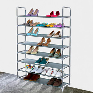 Meuble à chaussures Myrva grand gris, 5 niveaux, en acier inoxydable, sur pied, pour rangement de placard, design minimaliste, capacité 20-35 paires - Product Image 3