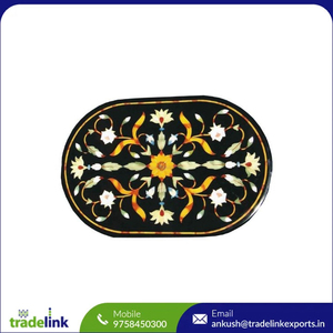 Table basse octogonale en marbre avec dessus en verre semi-précieux incrusté Assemblage facile Meubles de maison Décor fait à la main Moderne - Product Image 6