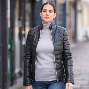 Wholesale Customizable Black Women's Leather <b>Jacket</b> Zip Closure Stand Collar Fully Lined-Professional Men's <b>Jackets</b> - Product Image 2