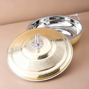 หม้อสแตนเลสเคลือบทอง พร้อมฝาปิด ดีไซน์ทันสมัย สวยงาม หรูหรา ใช้เป็นชามเสิร์ฟ สำหรับครัว ห้องอาหาร โรงแรม - Product Image 2