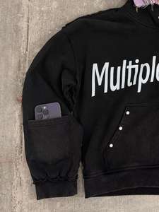 Sudadera con Capucha de Alta Calidad 100% Algodón Lavada con Ácido, Lavada a la Piedra, Estilo Vintage, Sudadera con Capucha Desteñida por el Sol - Product Image 4