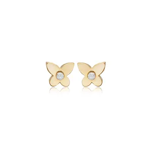 Minimalist Butterfly Shape Gold Plated 925 <b>Silver</b> <b>Stud</b> Earrings Elegant Fine Jewellery Handmade Party Turkish Jewelry - Product Image 1