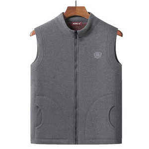 Chaleco con cremallera para uso en calor de otoño para hombres mayores, ventas al por mayor, tamaño europeo ligero, bolsillo de algodón cálido suave a prueba de viento de talla grande - Product Image 1