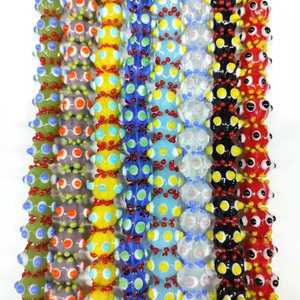 Cuentas de vidrio de precio más bajo para lámpara de joyería Trabajo Multi en vidrio multicolor Oval 10x12mm Cuentas de vidrio de la India - Product Image 6