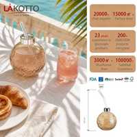Bouteille en verre LAKOTTO 370 ml à motif flocon de neige avec paille – Vente en gros de verrerie, approvisionnement en vrac, cadeau promotionnel, impression de logo personnalisé OEM