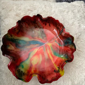 RESIN MEANS Friendly Modern Fancy Round Big Size Resin <b>Fruit</b> and Salad Bowls with Top Quality Handmade Serving Bowls Multi - Product Image 1