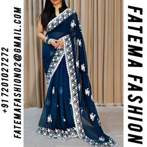 Nuevo Sari de Diseño Estilo Bollywood, Completamente Bordado con Lentejuelas, de Georgette de Alta Calidad, para Fiestas y Festivales, Venta al Por Mayor - Product Image 2