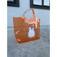 Sac cadeau personnalisé en PVC imperméable avec fermeture éclair et soufflet de fond, pochette de shopping transparente colorée pour événements et logo personnalisé