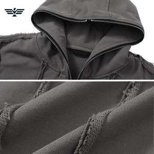 Top Selling Unique Design Distressed Zipper <b>Hoodies</b> for <b>Men</b> 3D Embroidery Regular Fit 100% Cotton Winter Zip-up Wholesale Price - Product Image 2