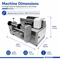 Nouvelle imprimante d'étiquettes UV rouleau-à-roule Xingcai A3 avec tête d'impression DX7, portable, semi-automatique, jet d'encre à plat CMYK 1200/2400 DPI, Android