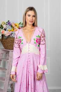 Vestido largo de algodón 100% con bordado Floral para verano - Product Image 2