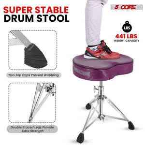 5 Core <b>Drum</b> Throne 4 Padded Guitar Stool Drummer Chair Adjustable Musician Seat - Product Image 6